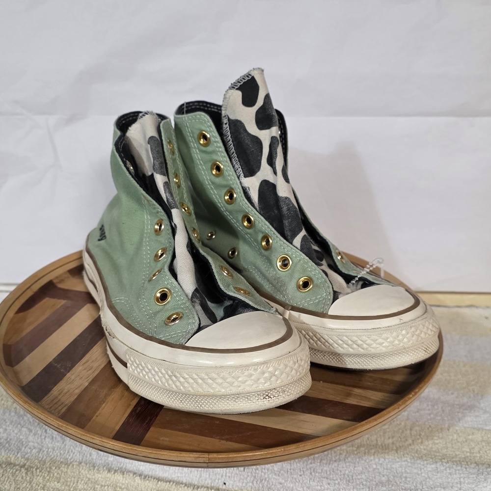 Converse Chuck Taylor All Star High Custom Green Cow 6 Mens Women's 8 No Laces - Picture 6 of 16